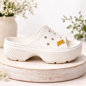 Crocs Stomp Slide Platform Sandals Y2K Chalk White Mens 9 Womens 11 Chunky Slide